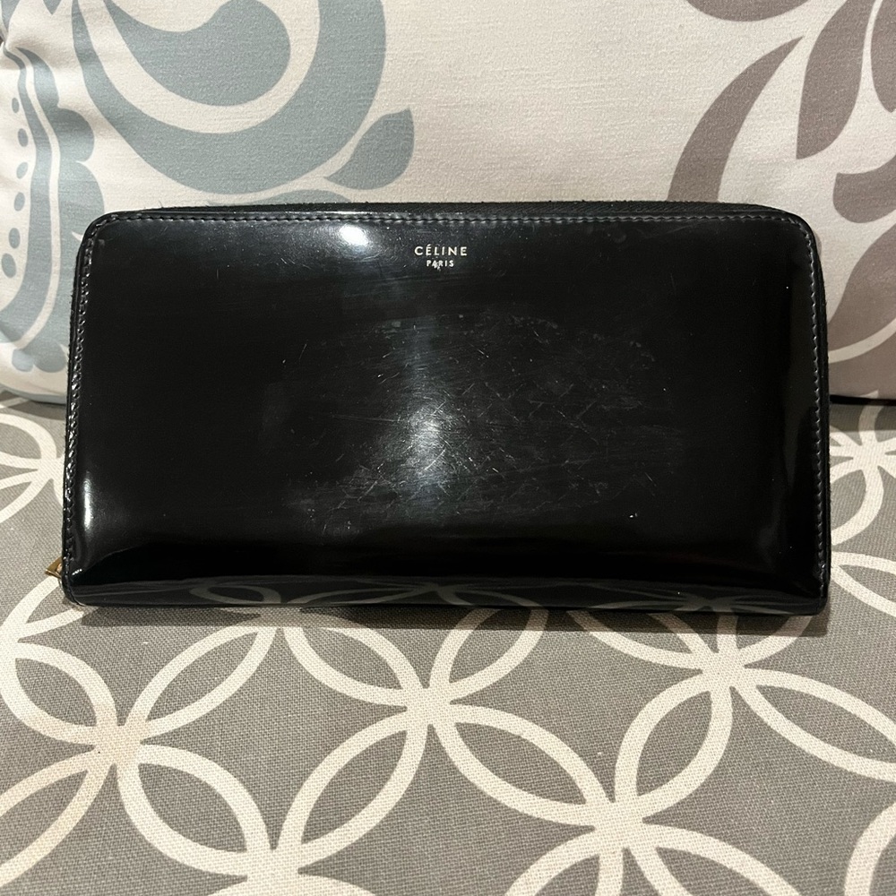 Authentic Celine Patent Zippy Wallet